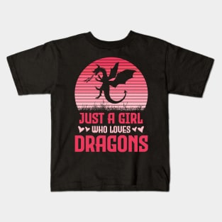 Just A Girl Who Loves Dragons Cute Dragon Lover Kids T-Shirt